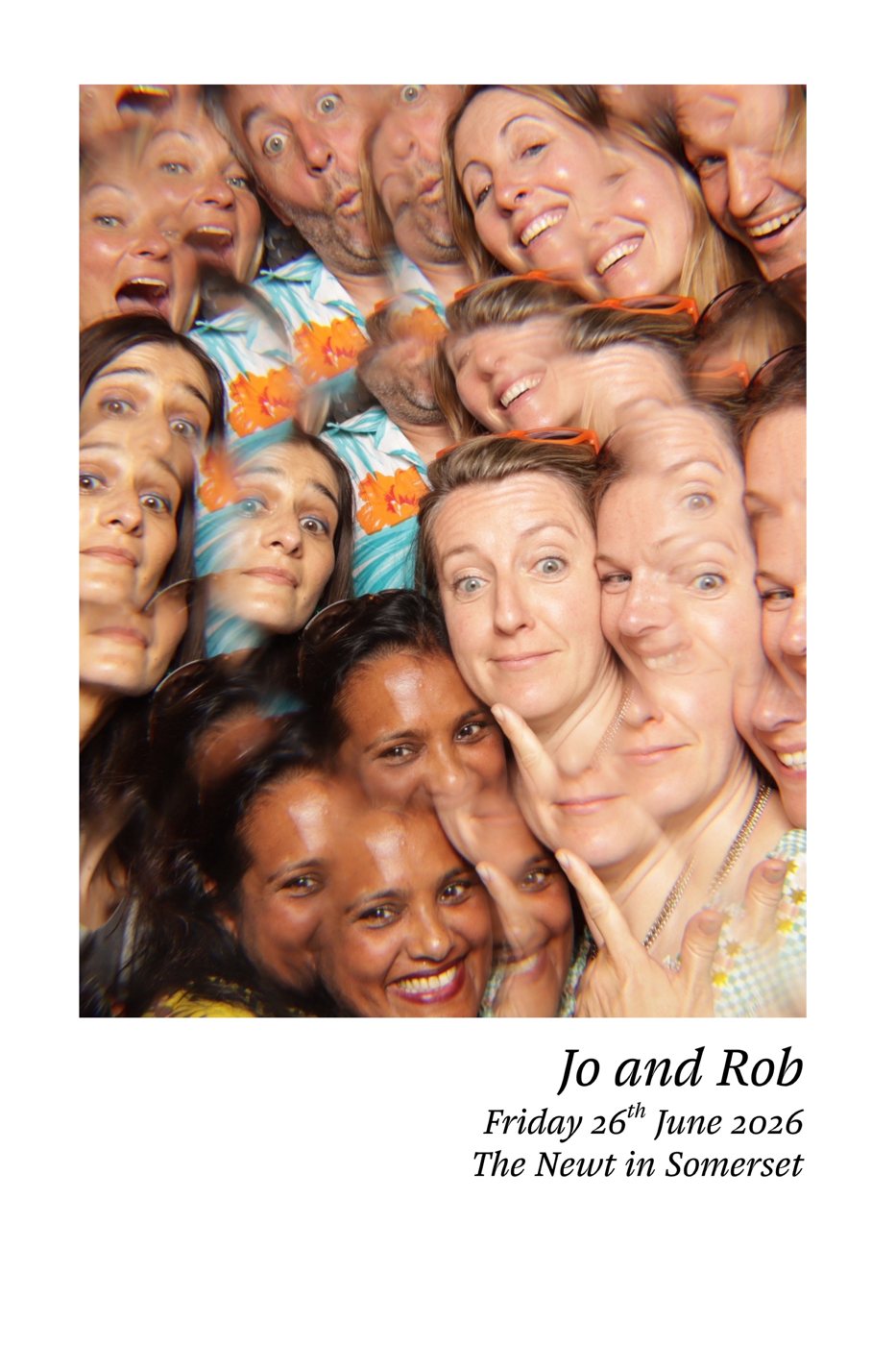 Guests in the kaleidoscope photo booth at the wedding of Jo & Rob